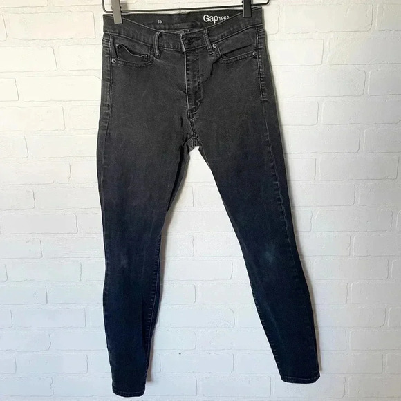 Gap 1996 Women's Stretch High-Waisted Fitted Ankle Skinny Jeans Black Size 28 - Picture 1 of 7